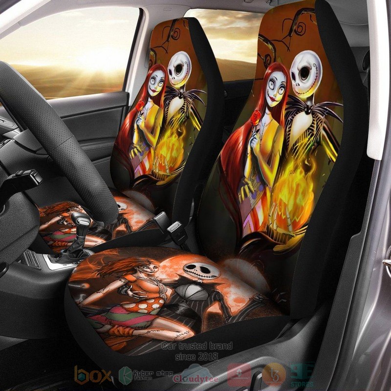BEST Nightmare Before Christmas Fire Jack And Sally Car Seat Covers 7