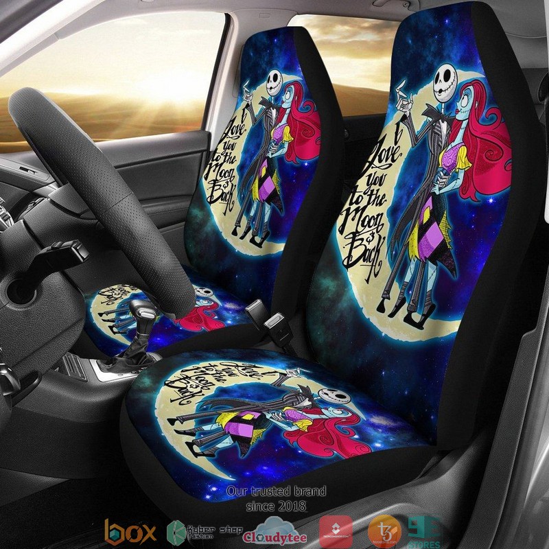 BEST Nightmare Before Christmas Jack And Sally I love you to the moon and back Car Seat Covers 9