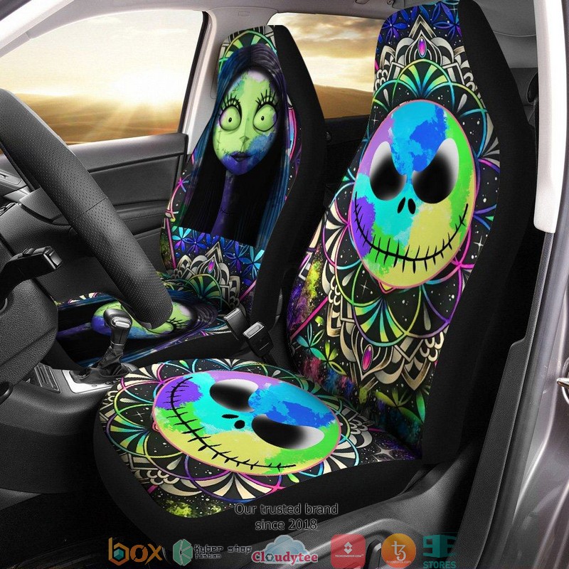 BEST Nightmare Before Christmas Jack And Sally Neon face Car Seat Covers 8