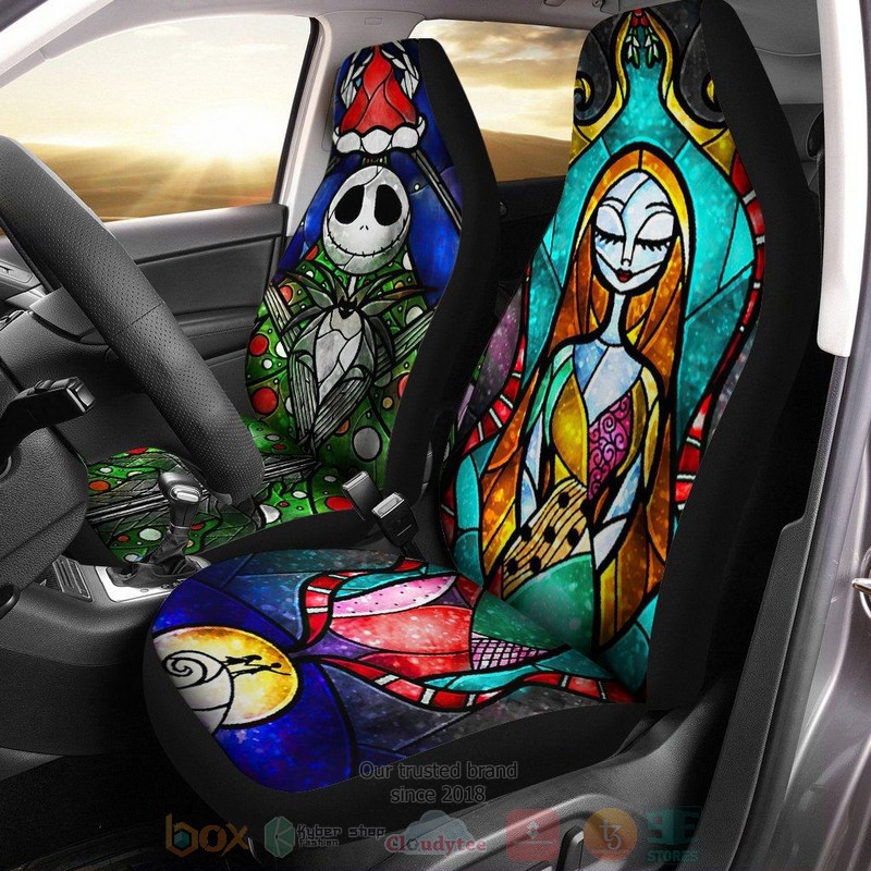 BEST Nightmare Before Christmas Jack Skellington and Sally Stained Glass Car Seat Covers 6