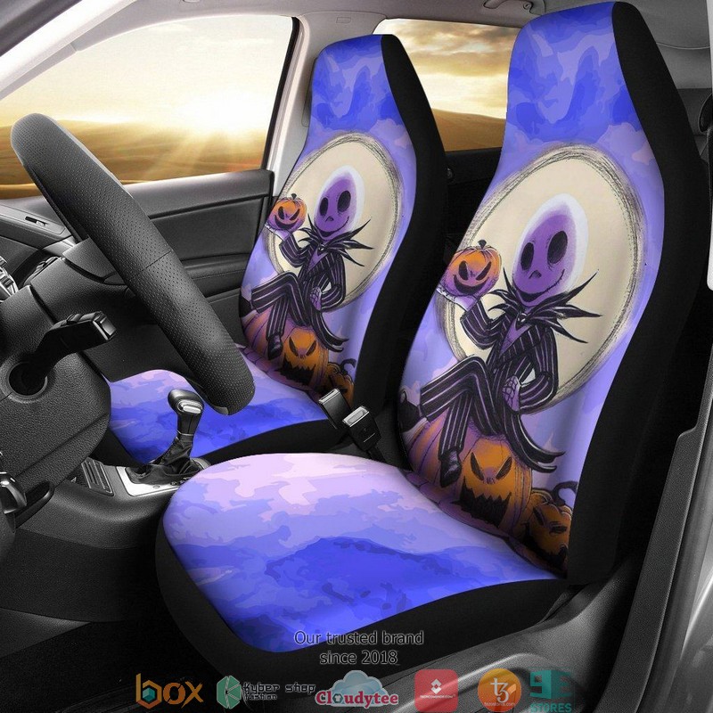BEST Nightmare Before Christmas Jack Skellington sit on pumpkin Car Seat Covers 9