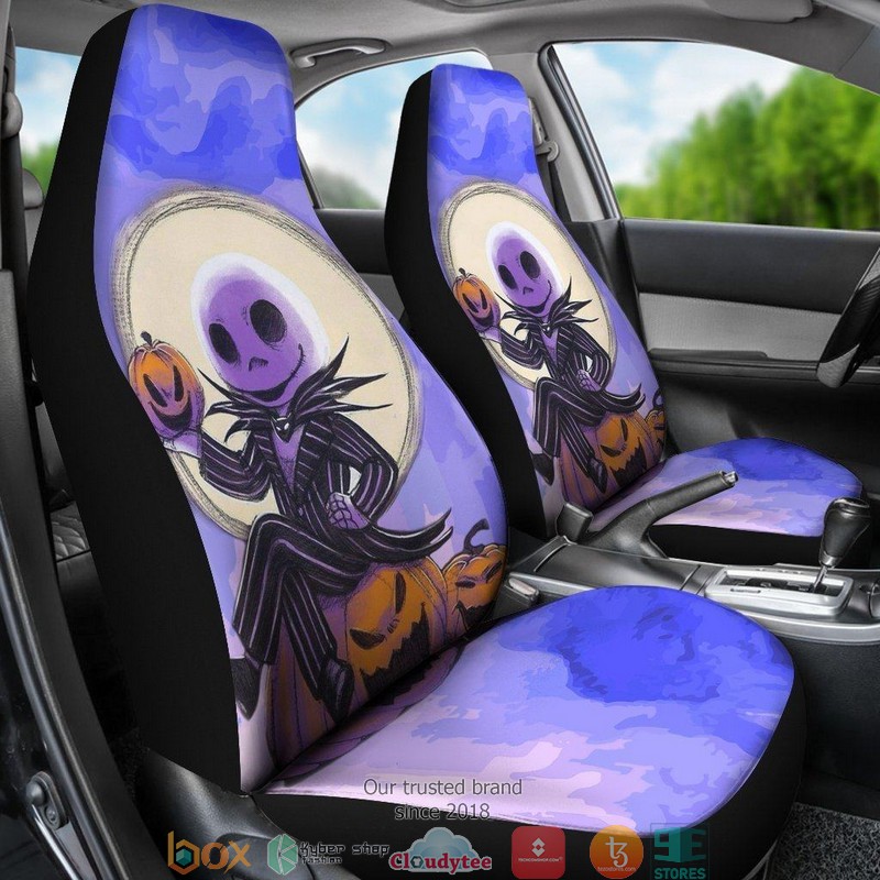 BEST Nightmare Before Christmas Jack Skellington sit on pumpkin Car Seat Covers 3 BEST Nightmare Before Christmas Jack Skellington sit on pumpkin Car Seat Covers - Image 3