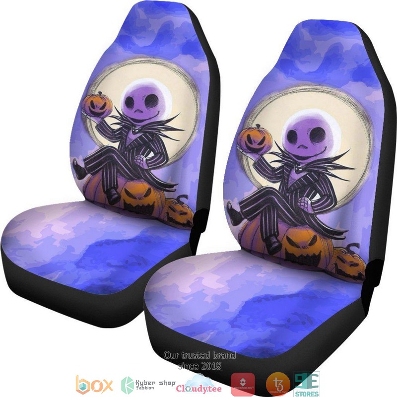 BEST Nightmare Before Christmas Jack Skellington sit on pumpkin Car Seat Covers 4 BEST Nightmare Before Christmas Jack Skellington sit on pumpkin Car Seat Covers - Image 4