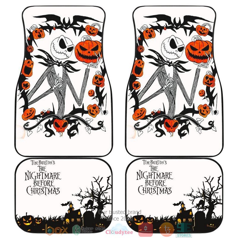 BEST Nightmare Before Christmas Scary Jack Head NBC Text Patterns Car Floor Mat 10