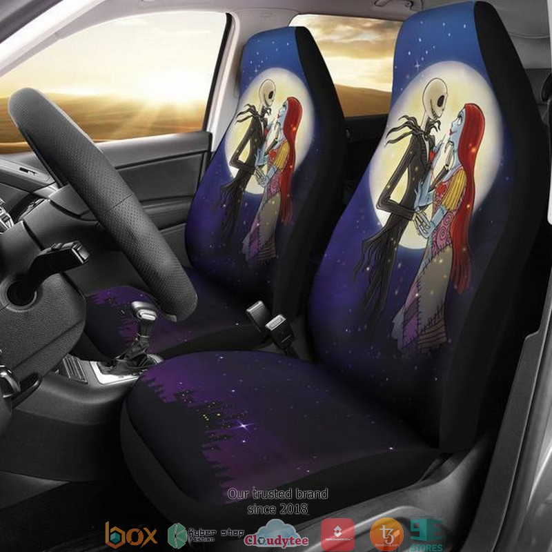 BEST Nightmare Before Christmas Jack & Sally Dark Moon light Car Seat Covers 9