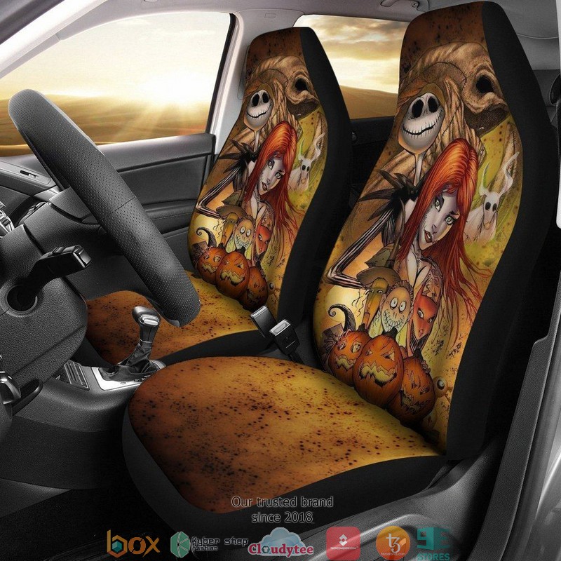BEST Nightmare Before Christmas Jack & Sally Orange Car Seat Covers 9