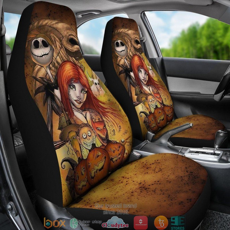 BEST Nightmare Before Christmas Jack & Sally Orange Car Seat Covers 3 BEST Nightmare Before Christmas Jack & Sally Orange Car Seat Covers - Image 3