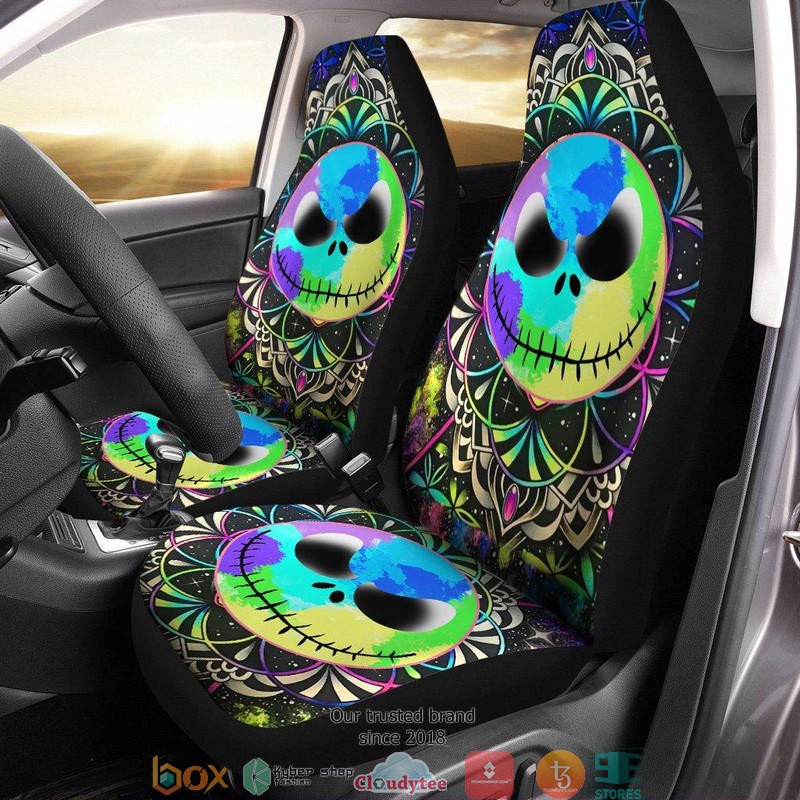 BEST Nightmare Before Christmas Jack neon face black Car Seat Covers 9