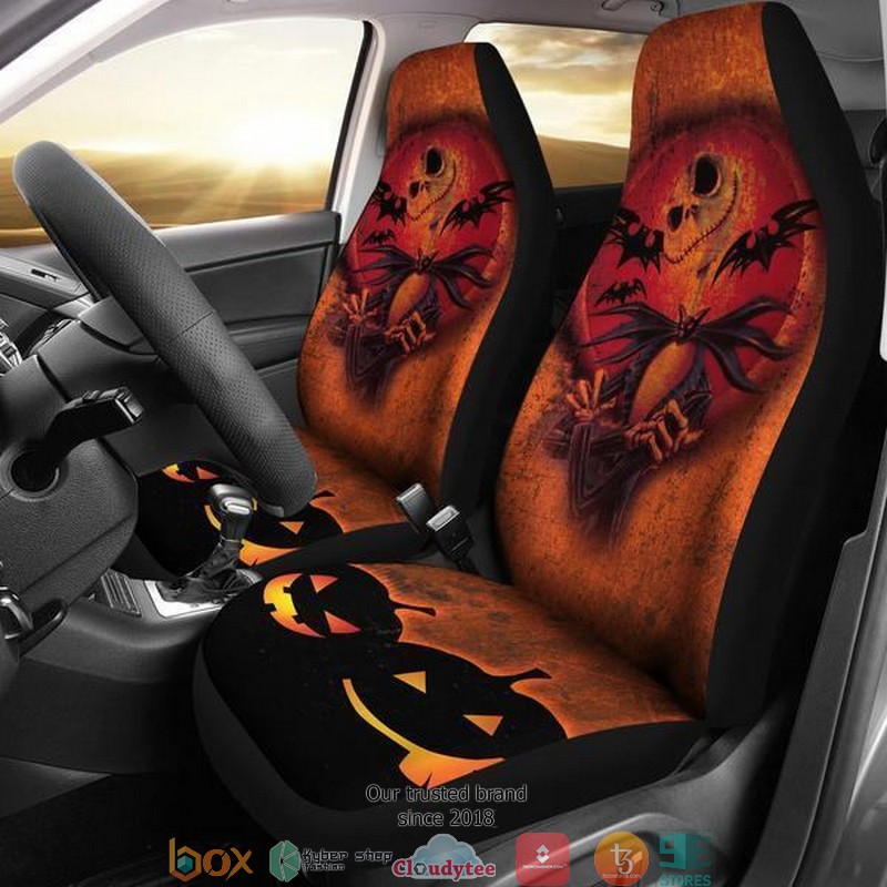 BEST Nightmare Before Christmas Jack pumpkin face orange Car Seat Covers 9