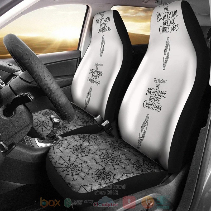 BEST Nightmare Before Christmas NBC Text Black White Car Seat Covers 8