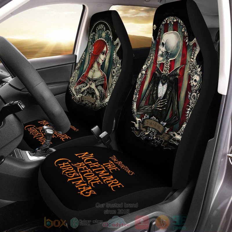BEST Nightmare Before Christmas Skull Jack And Sally Car Seat Covers 6