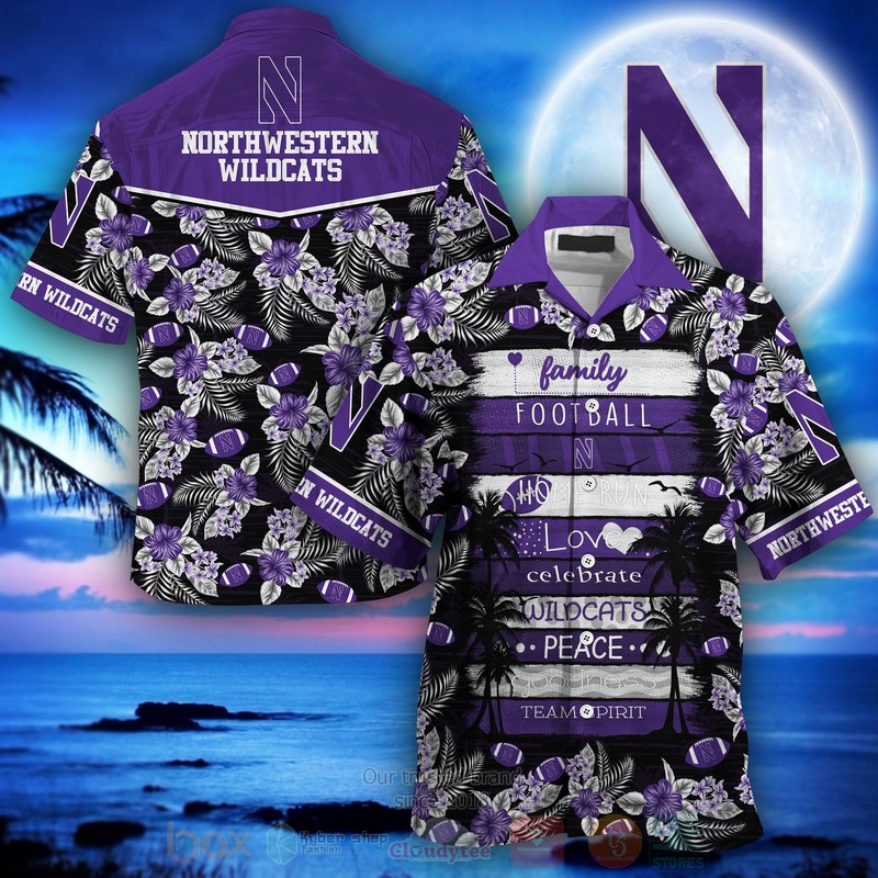 HOT Northwestern Wildcats Family Football Home Run Love Peace 3D Tropical Shirt 1