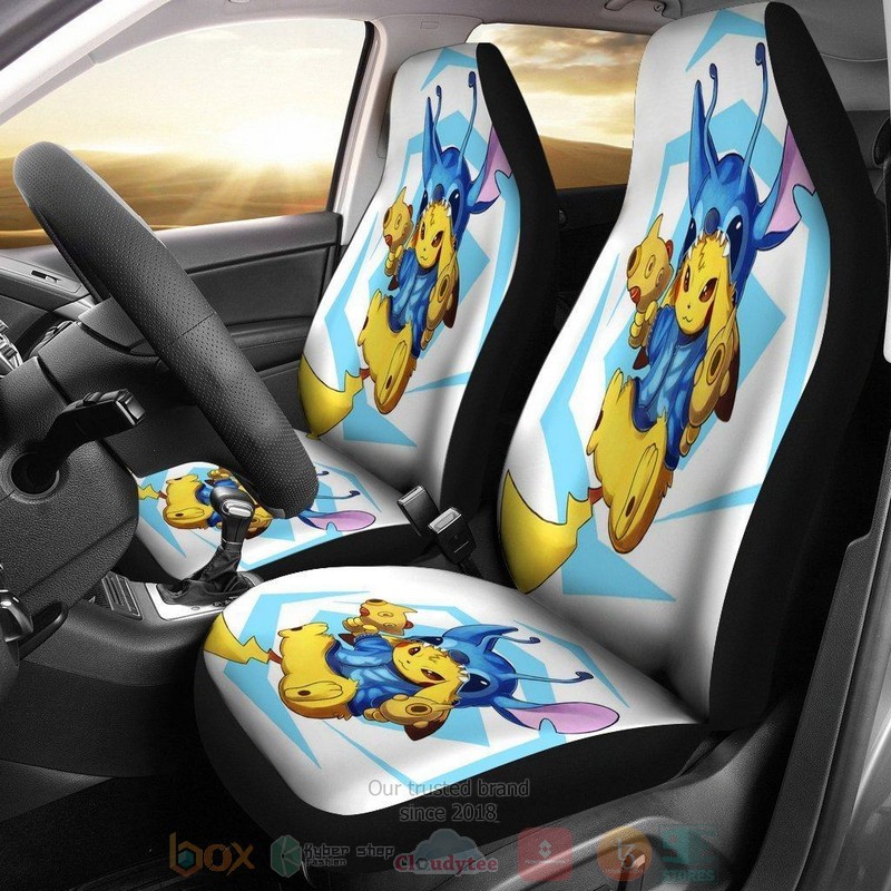 BEST Pikachu Stitch Fight Pokemon Car Seat Covers 5