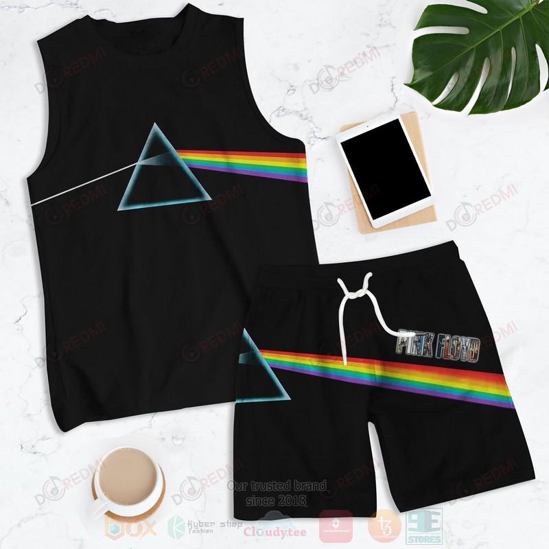 HOT Pink Floyd The Dark Side of the Moon Album Short, All Over Print Tank Top 4