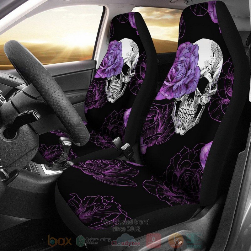 HOT Purple Flower Skull Car Seat Cover 9