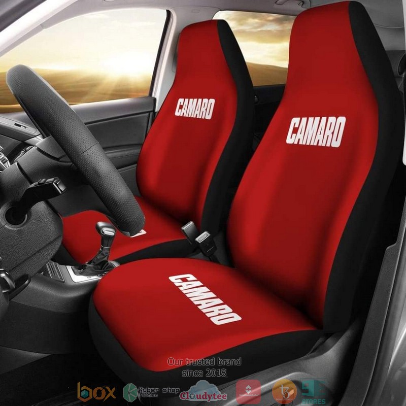 BEST Red Camaro White Letter Car Seat Cover 8