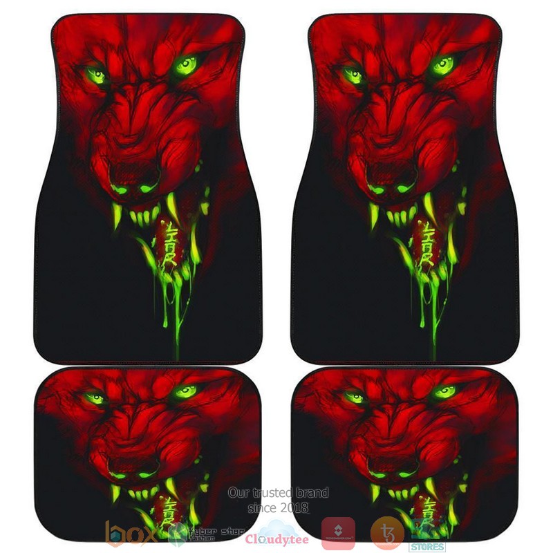 BEST Red Wolf Angry Hunting Car Floor Mat 1
