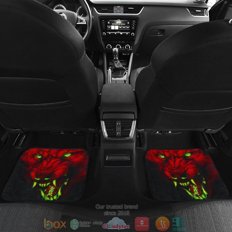 BEST Red Wolf Angry Hunting Car Floor Mat 5