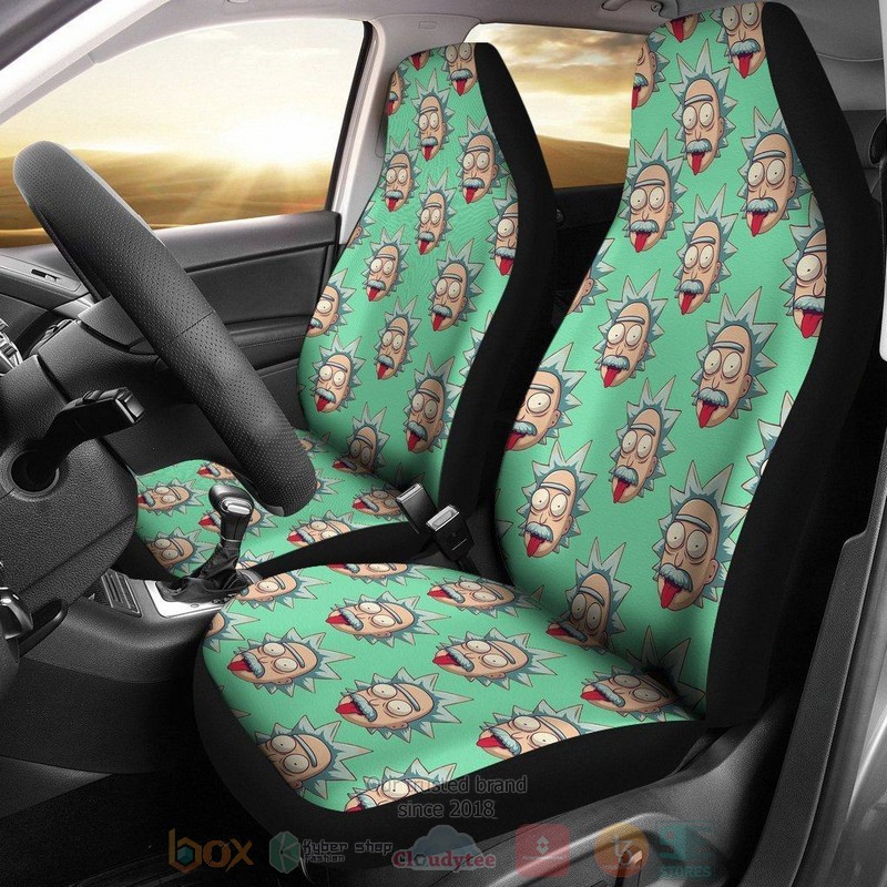 BEST Rick And Morty Einstein Rick Head Patterns Rickstein Green Car Seat Covers 9