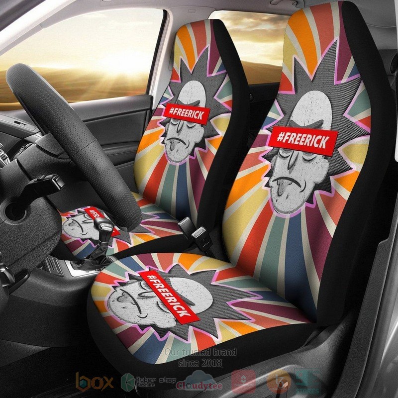 BEST Rick And Morty FreeRick Head Spiral Retro Rick And Morty Car Seat Covers 8