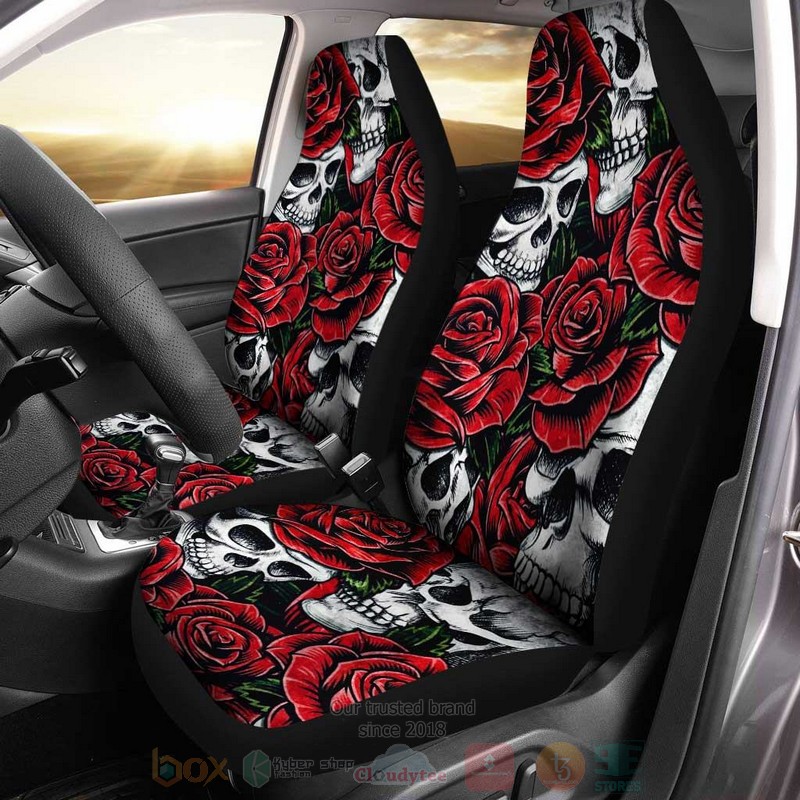 HOT Rose And Skull Car Seat Cover 7