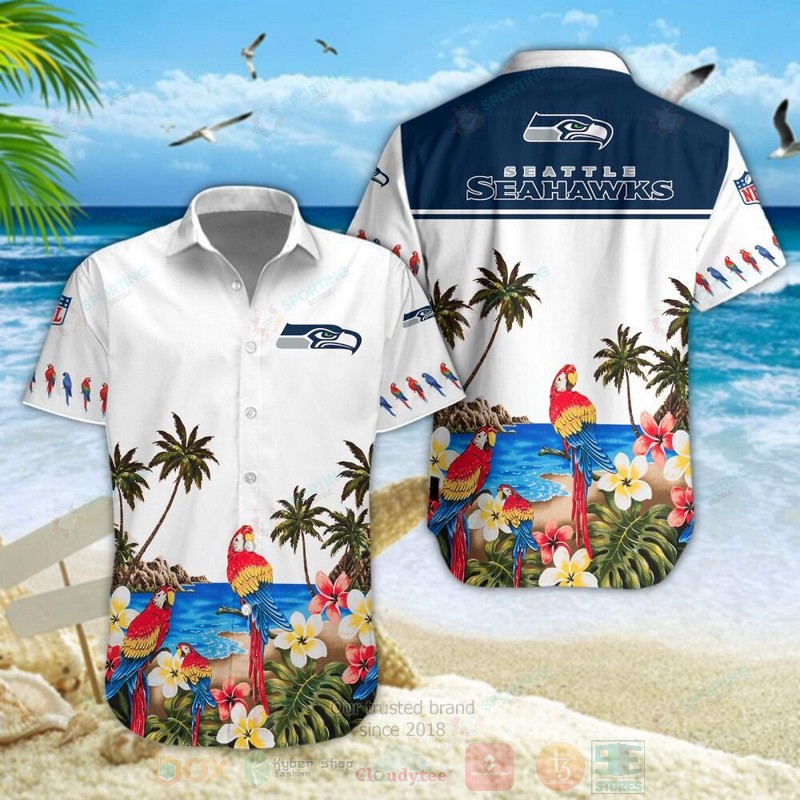 STYLE Seattle Seahawks NFL Parrot Short Sleeve Hawaii Shirt 2