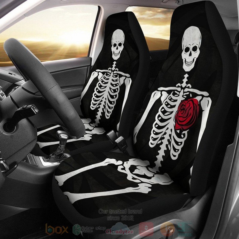 HOT Skeleton Rose Car Seat Cover 7