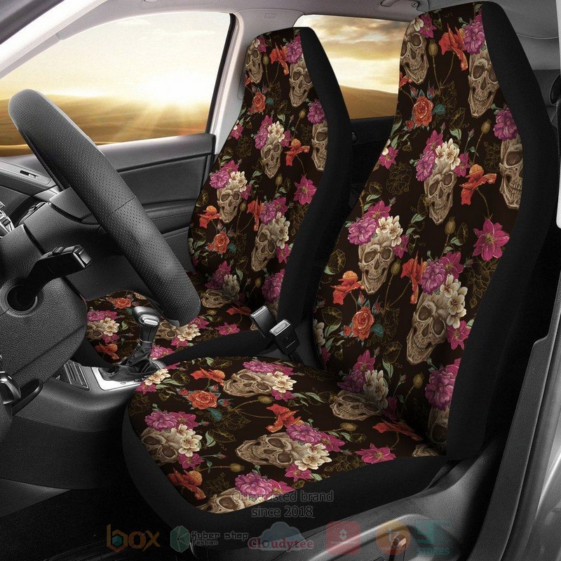 HOT Skullistic Flower Skulls Pattern Car Seat Cover 8