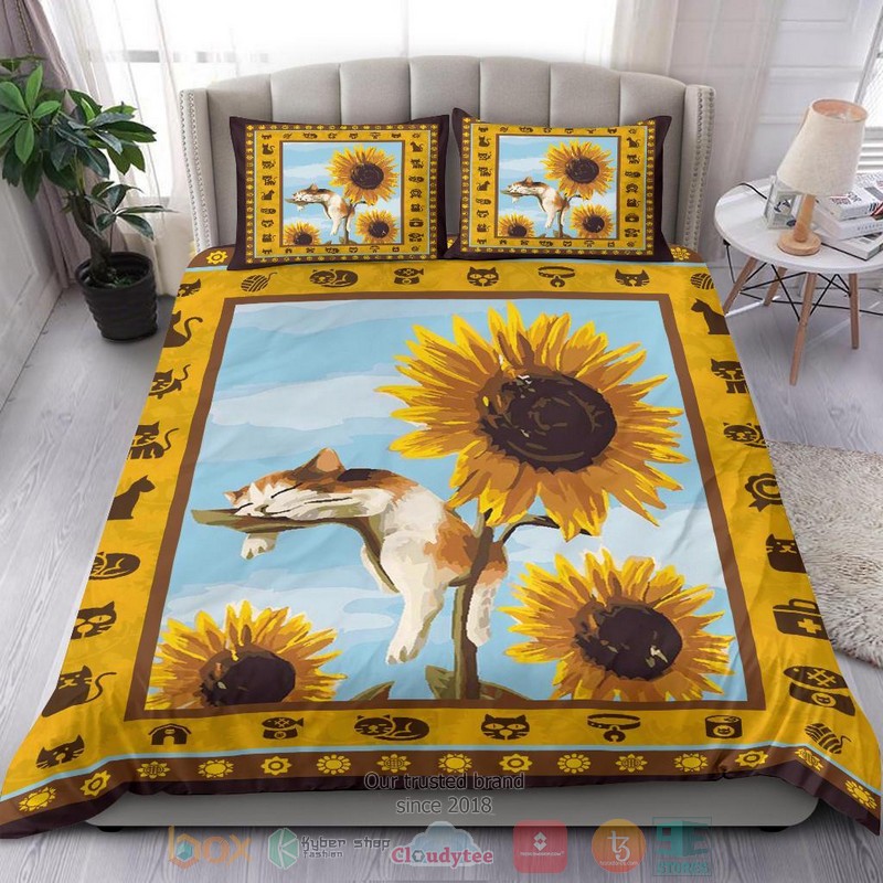 NEW Sleeping Cat & Sunflower Bedding Sets 12