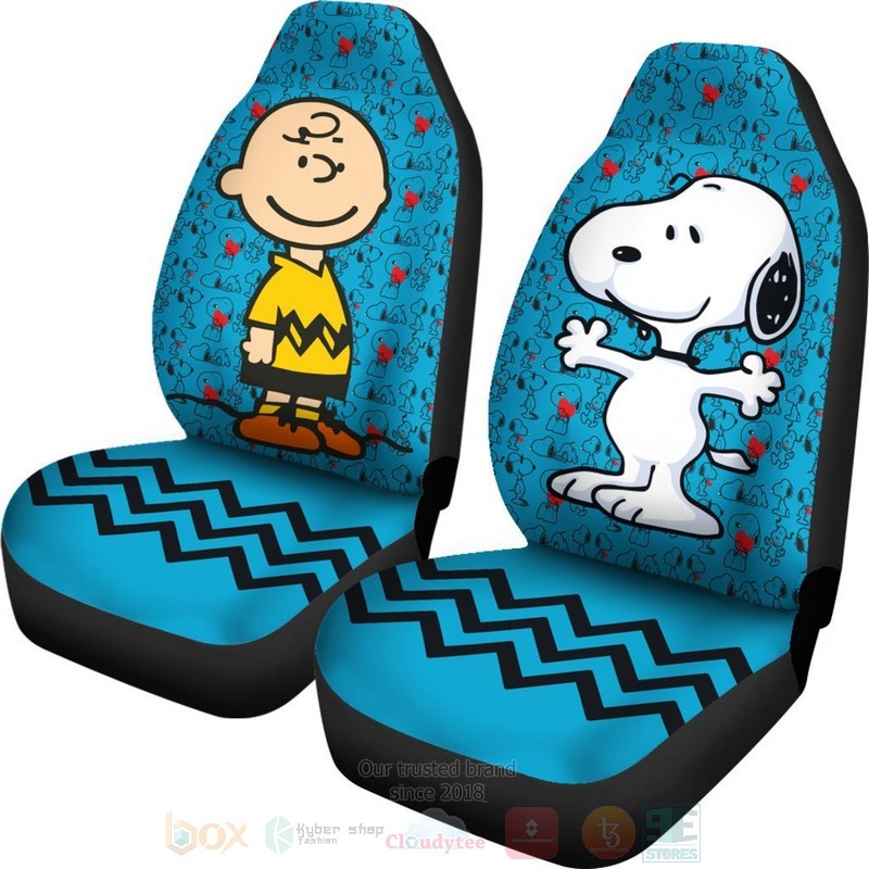 HOT Snoopy Charlie & Snoopy Aqua Blue Color Cartoon Car Seat Cover 14