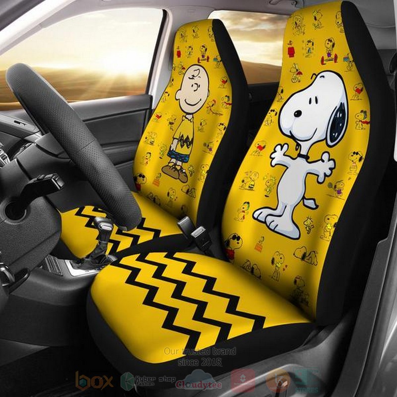 HOT Snoopy Charlie & Snoopy Yellow Theme Car Seat Cover 12