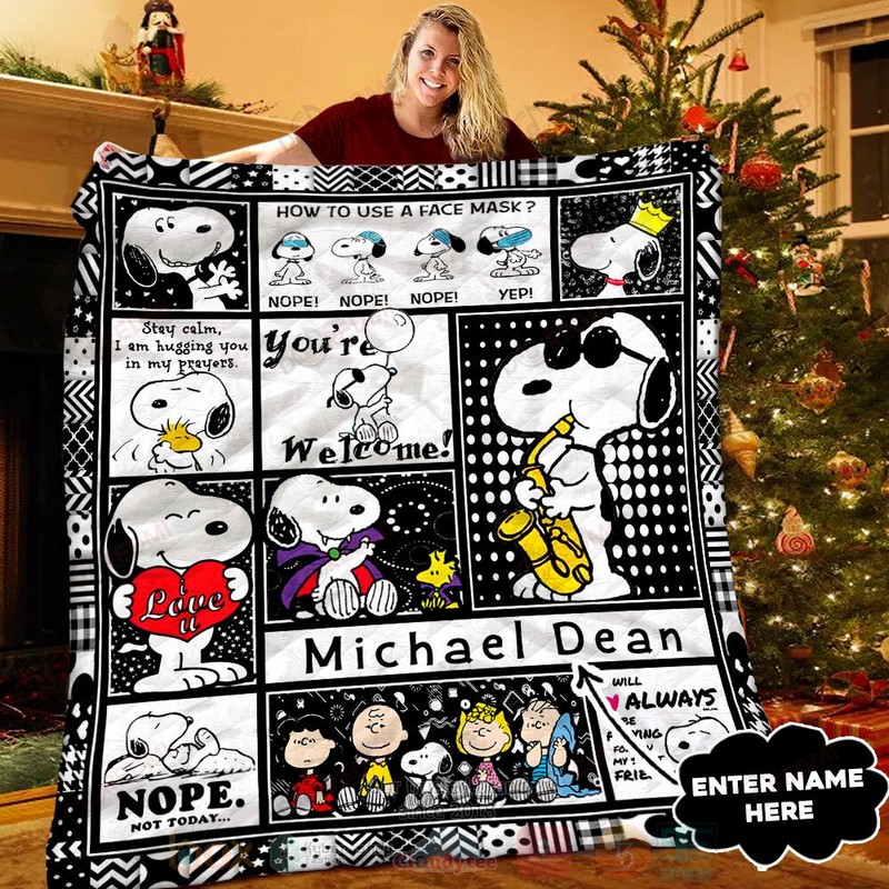HOT Snoopy and Friends Custom Name Luxury Quilt 9