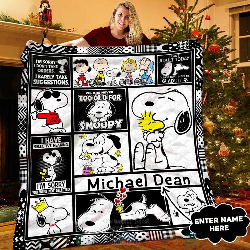 HOT Snoopy and Friends Cute Custom Name Luxury Quilt 7