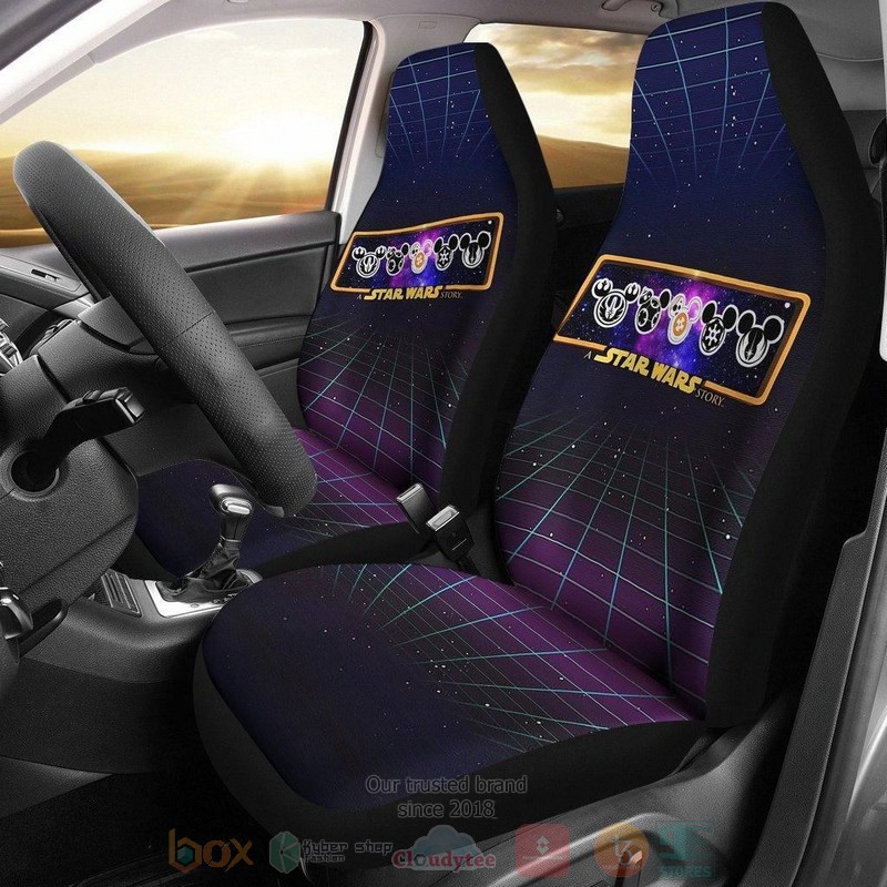 BEST Star Wars Mickey Head Galaxy Retrowave Car Seat Covers 8