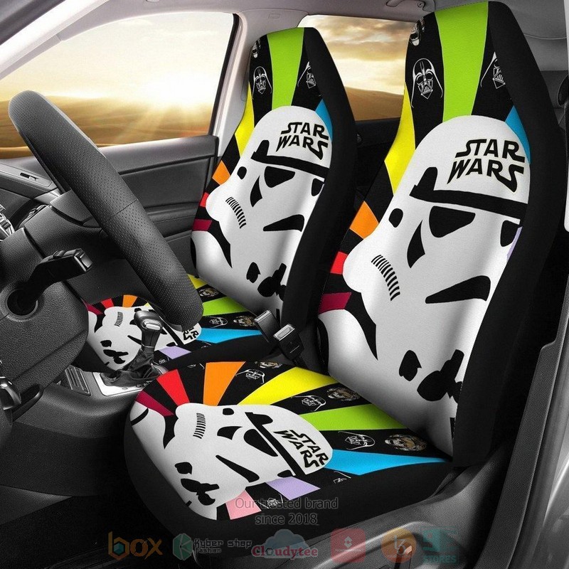 BEST Star Wars Stormtrooper Head Colorful Retrowave Car Seat Covers 9