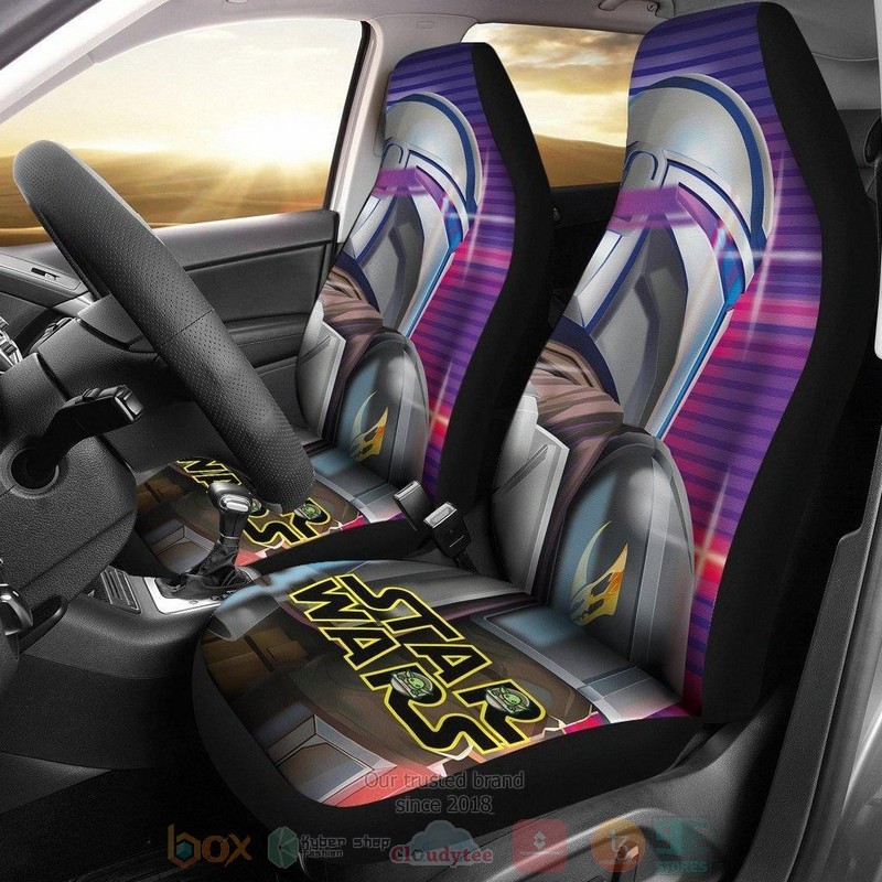 BEST Star Wars The Mandalorian Suit Retrowave Car Seat Covers 8