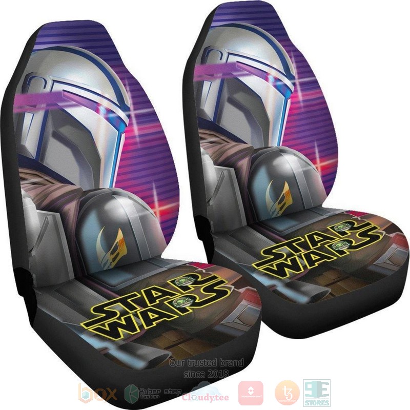 BEST Star Wars The Mandalorian Suit Retrowave Car Seat Covers - Image 4