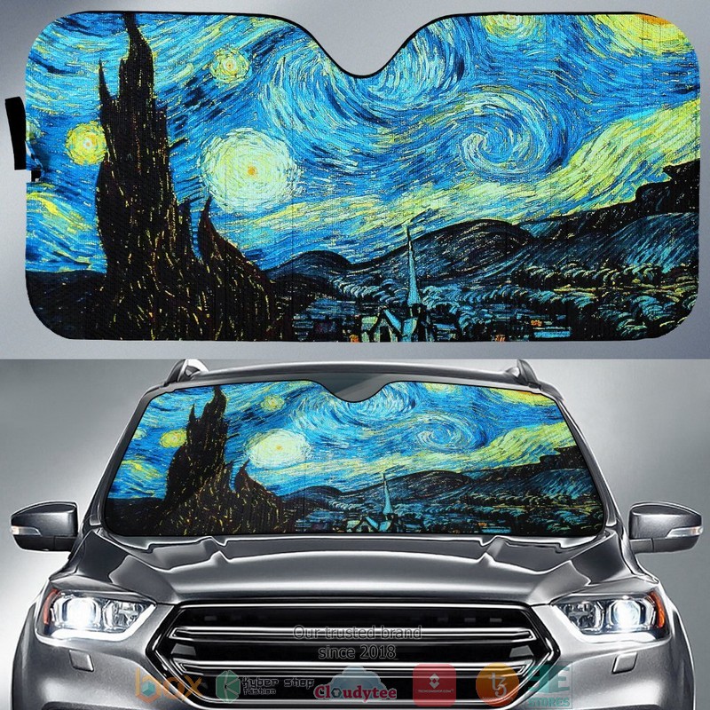 BEST Starry Night Vincent Van Gogh 3D Car Sunshades 7