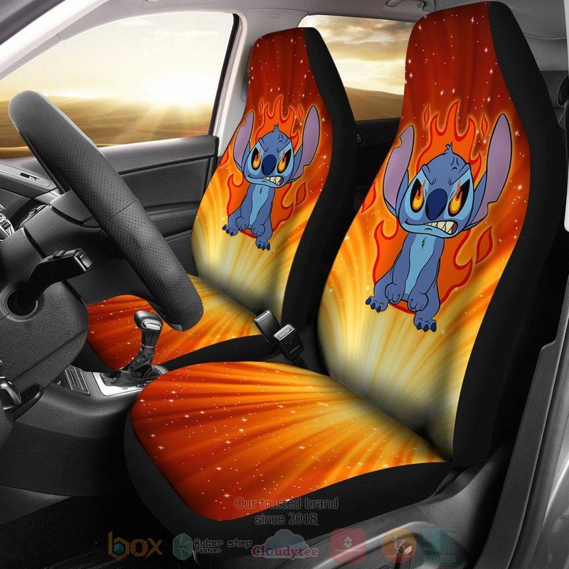 BEST Stitch Angry Disney Cartoon Car Seat Covers 3