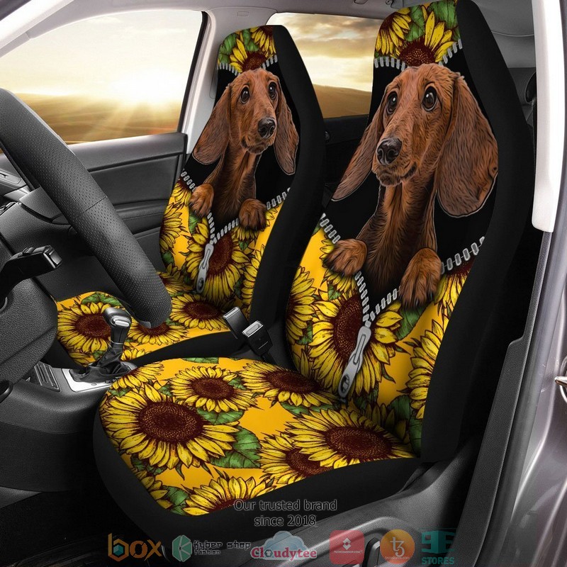 BEST Sunflower Brown Dachshund Car Seat Cover 9