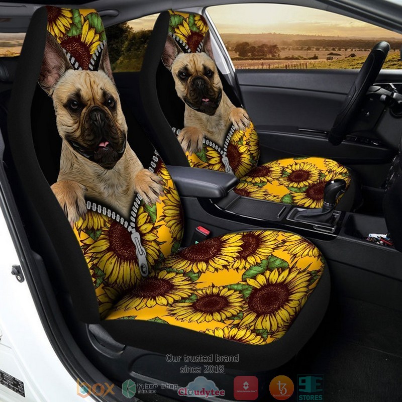 BEST Sunflower French Bulldog Car Seat Cover 2