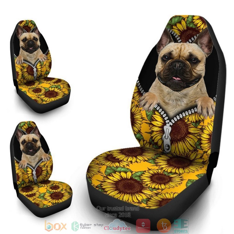 BEST Sunflower French Bulldog Car Seat Cover 7