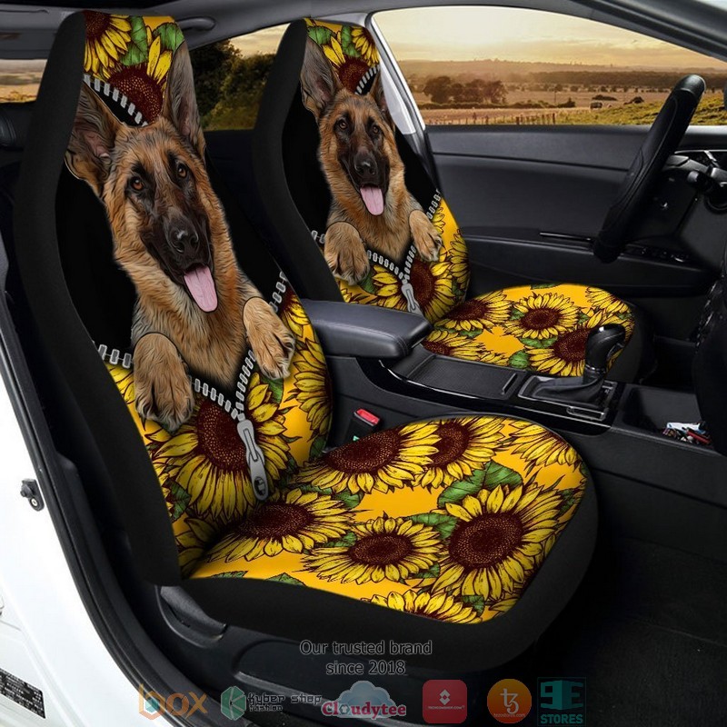 BEST Sunflower German Shepherd Car Seat Cover 2