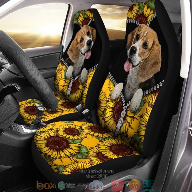 BEST Sunflower Lovely Beagle Car Seat Cover 8
