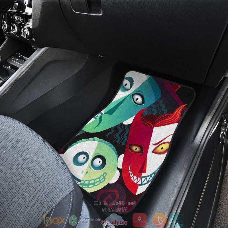 BEST The Nightmare Before Christmas Lock Shock And Barrel Face Car Floor Mat 8