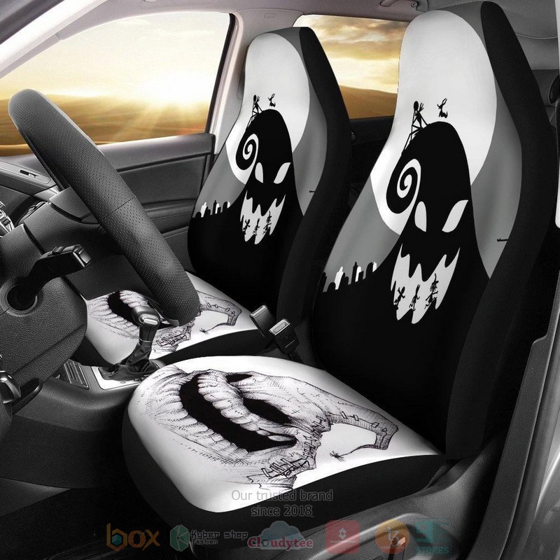 BEST The Nightmare Before Christmas Oogie Boogie Hill Silhouette Car Seat Covers 8