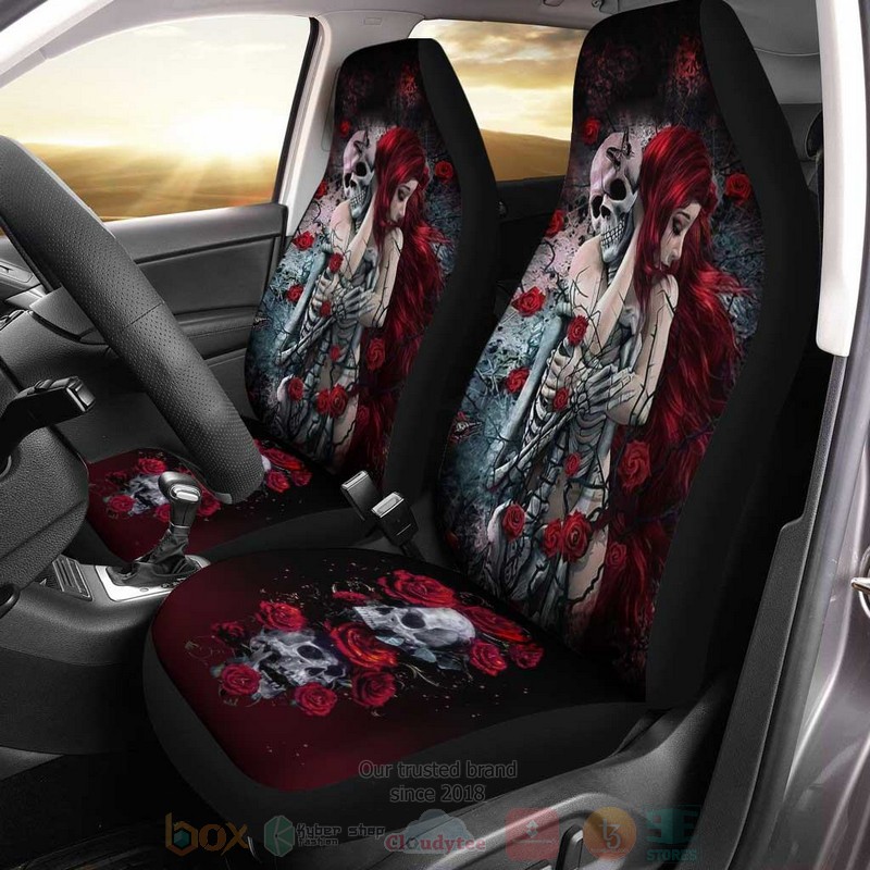 HOT Until My Last Breath Skull Girl Red Rose Car Seat Cover 7