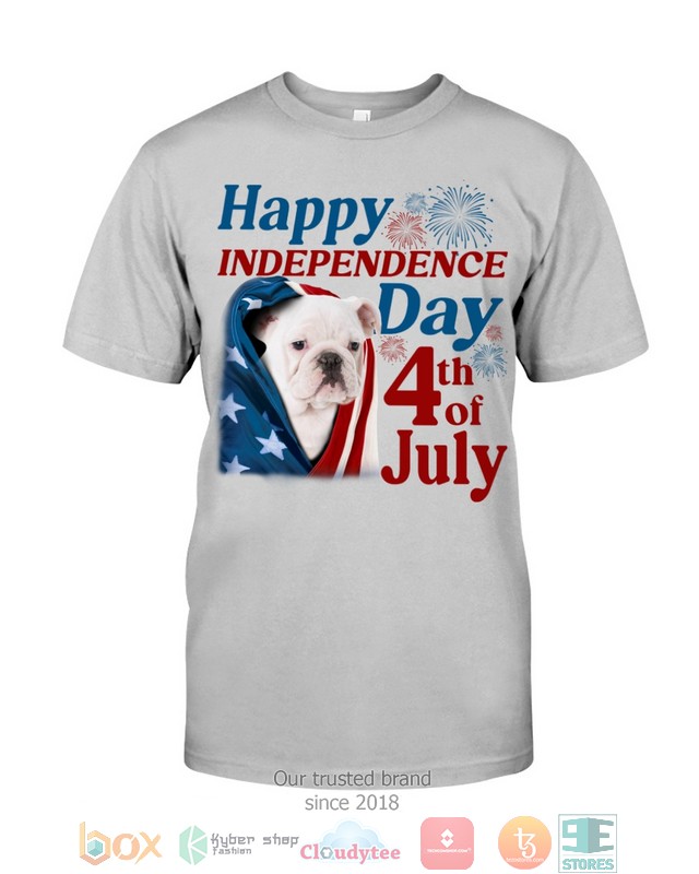 NEW White English Bulldog Happy Independence Day 4th Of July Hoodie, Shirt 46