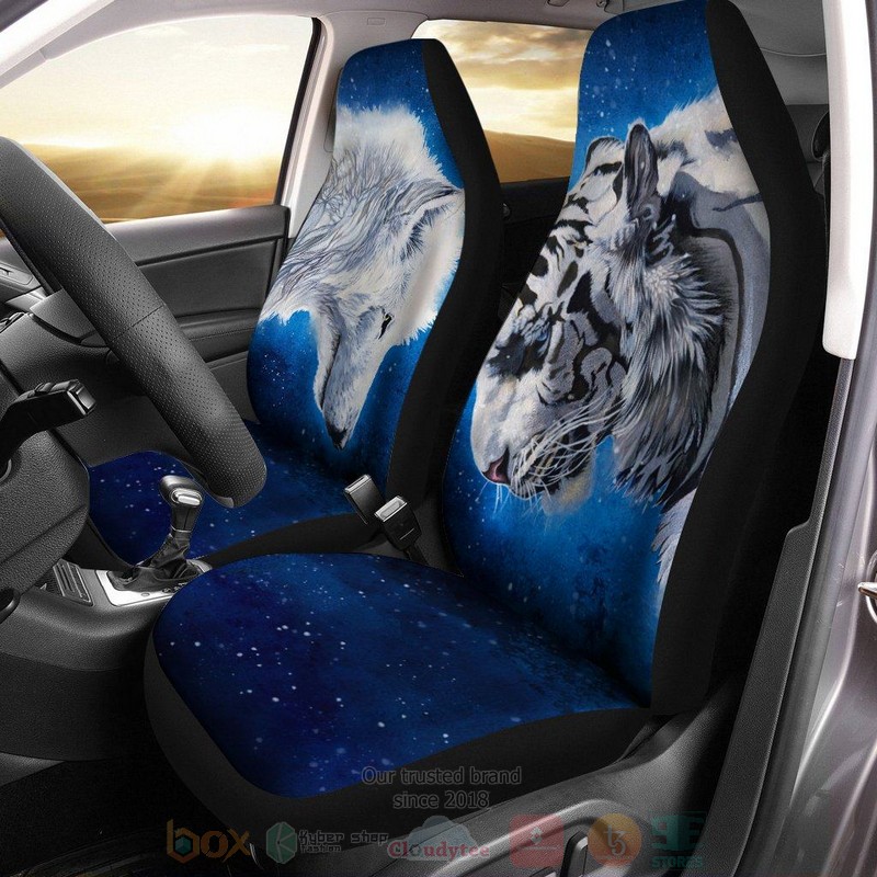 HOT White Wolf And Tiger Car Seat Cover 6