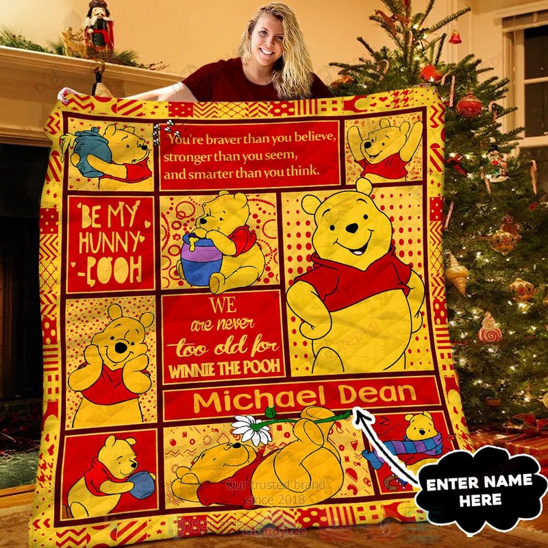 HOT Winnie-the-Pooh Be My Hunny Pooh Custom Name Luxury Quilt 7